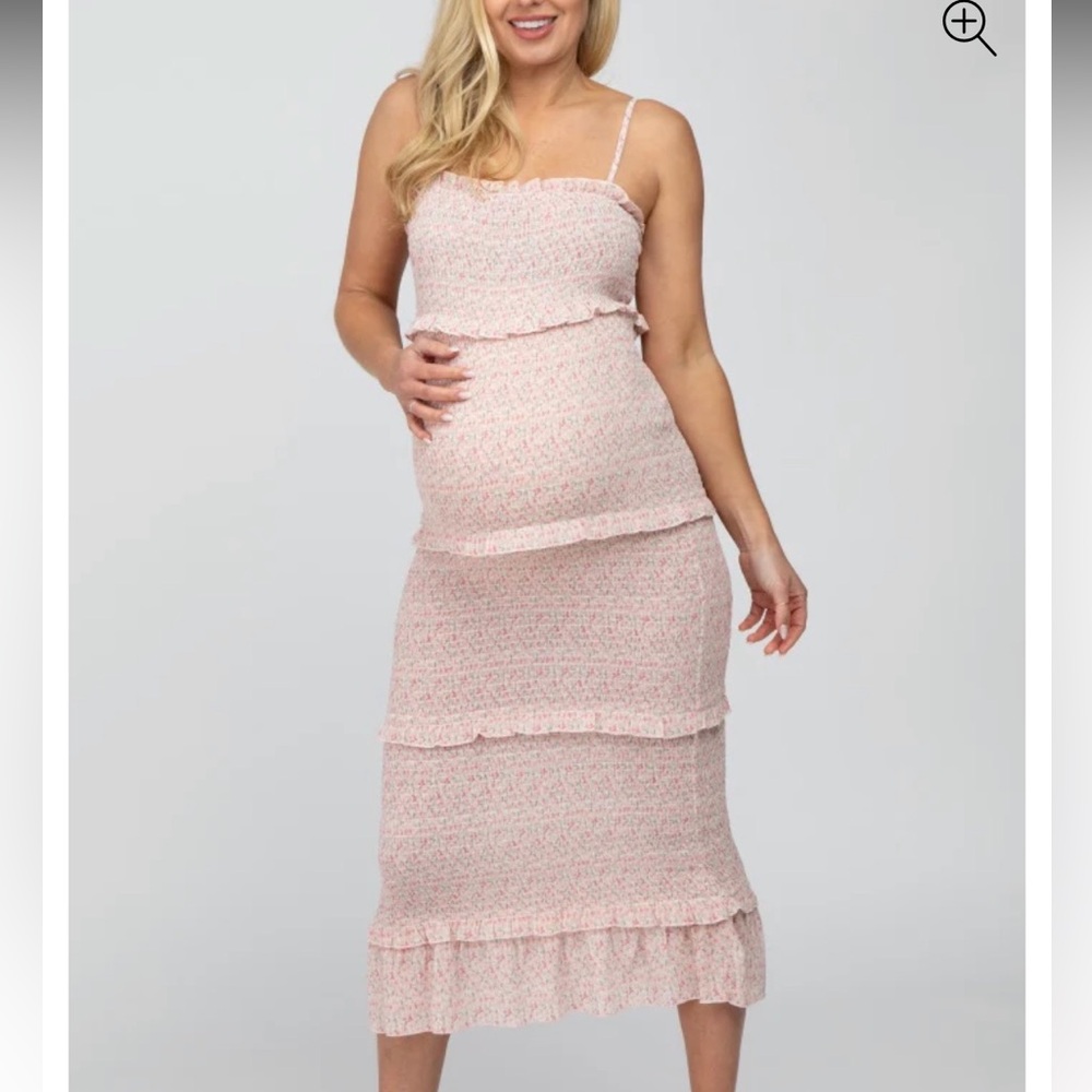 Floral Smocked Maternity Dress